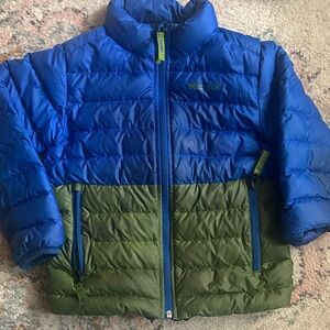 Marmot Kids Two-Tone Blue and Green Puffer Jacket